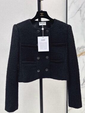 Black Bouclé Cropped Jacket